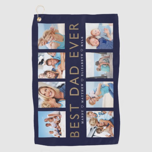 Gift for Golf Dad | Beste pap ooit fotocollage Golfhanddoek (Voorkant)
