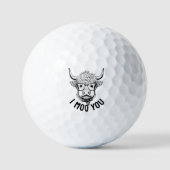 Gift for Golfer Highland Koe I Moo You Funny Golfballen (Voorkant)
