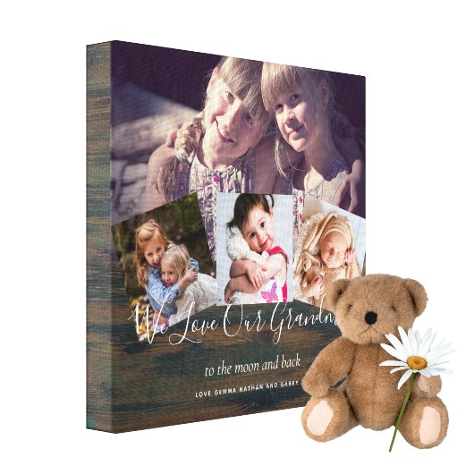 Gift for Grandma Grandpa Photo Collage Grandparent Canvas Afdruk
