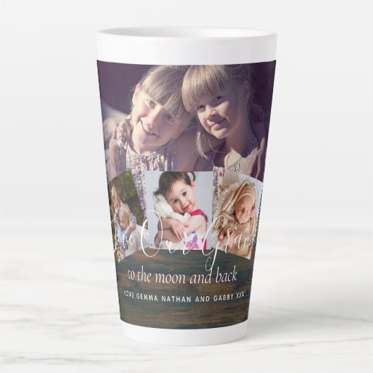 Gift for Grandma Grandpa Photo Collage Grandparent Latte Mok (Voorkant)