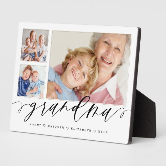 Gift for Grandma | Grootkinderen 3 Foto-collage Fotoplaat (Zijkant)