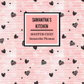 Gift for Her Pink Black Heart Love Valentine Apron Schort