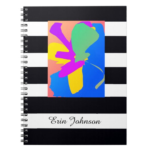 Gift For Him Modern Art Custom Name Chic B&W  Notitieboek (Voorkant)