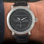 Gift for Husband on his 60th Birthday Watch Horloge<br><div class="desc">Gift watch for husband on his birthday. Special watch with inscription. 60th birthday gift. Watch has inscription plus the message "With Love". Also the names of each partner. Black watch face.</div>