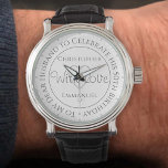 Gift for Husband op zijn 50ste verjaardag Horloge<br><div class="desc">Gift watch for man op zijn verjaardag. Speciale wacht met inscriptie. 50ste verjaardagscadeau. Let op inscriptie plus het bericht "Met liefde". Ook de namen van elke partner. Witte horlogezijde.</div>