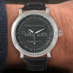Gift for Husband op zijn 70ste Birthday Watch Horloge<br><div class="desc">Gift watch for man op zijn verjaardag. Speciale wacht met inscriptie. 70ste verjaardagscadeau. Let op inscriptie plus het bericht "Met liefde". Ook de namen van elke partner. Zwart horlogegezicht.</div>