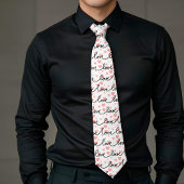 Gift for Man Love Text Pink Black Heart Tie Stropdas
