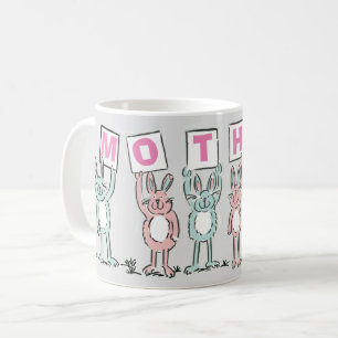 Gift for Moeder met Fun Rabbits Coffee Mok