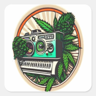 gift for music&weed lovers vierkante sticker