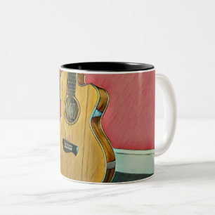 Gift for musician guitarist tweekleurige koffiemok