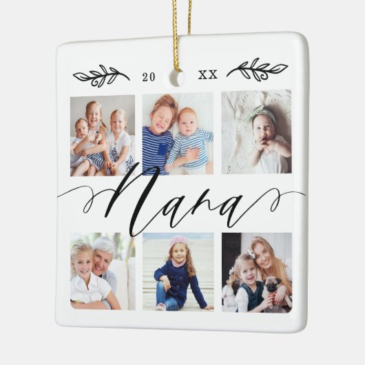 Gift for Nana | Foto-collage voor kleinkinderen Keramisch Ornament (Links)