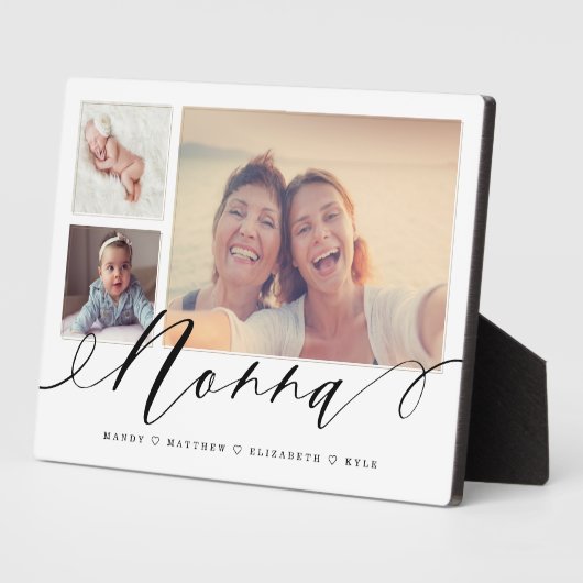 Gift for Nonna | Grootkinderen 3 Foto-collage Fotoplaat (Zijkant)