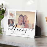 Gift for Nonna | Grootkinderen 3 Foto-collage Fotoplaat<br><div class="desc">Stuur een mooi gepersonaliseerd cadeau naar je Nonna dat ze voor altijd zal koesteren. Speciale gepersonaliseerde fotocollage voor kleinkinderen om uw eigen speciale familiefoto's en herinneringen weer te geven. Ons ontwerp is voorzien van een eenvoudig 3 fotocollage-ontwerp met "nonna", ontworpen in een prachtige, handgeschreven zwarte scriptstijl. Elke foto is gemaakt...</div>