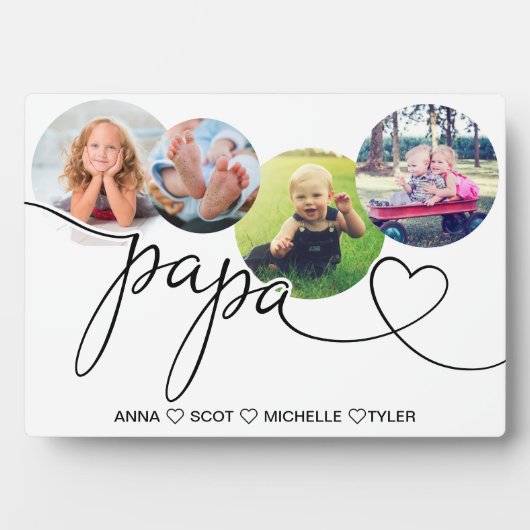 Gift for Papa, Grandchildren Photo Collage Plaque Fotoplaat (voorkant)