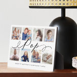 Gift for Pop Grandchildren Photo Collage Fotoplaat<br><div class="desc">Verstuur een mooi gepersonaliseerd cadeau naar je opa (Pop) dat hij voor altijd zal koesteren. Speciale gepersonaliseerde fotocollage voor kleinkinderen om uw eigen speciale familiefoto's en herinneringen weer te geven. Ons ontwerp is voorzien van een eenvoudig rasterontwerp met acht foto's en een "Pop", ontworpen in een prachtige, handgeschreven zwarte scriptstijl....</div>