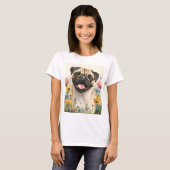 Gift for Pug Mom – Watercolor tee T-shirt (Voorkant volledig)