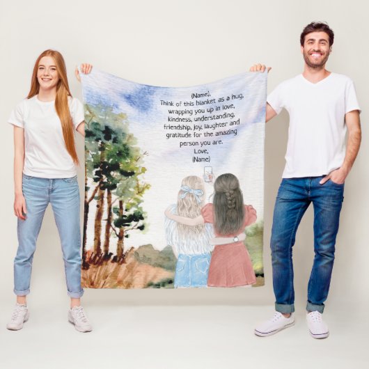 Gift for Sister or Friends Waterverf Landscape Fleece Deken (In situ)