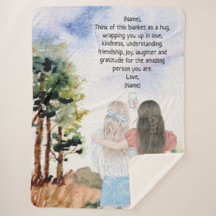 Gift for Sister or Friends Waterverf Landscape Sherpa Deken