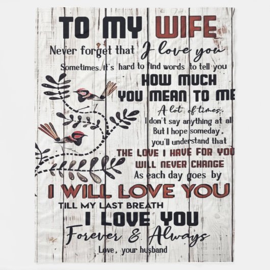 Gift for Wife | Naar mijn vrouw brief Fleece Deken (Voorkant)