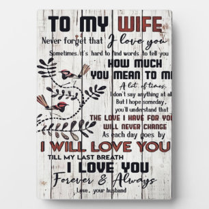 Gift for Wife Naar mijn vrouw brief Fotoplaat