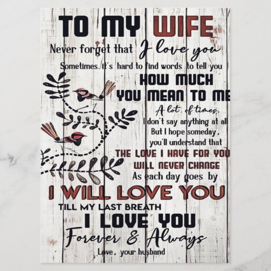 Gift for Wife | Naar mijn vrouw brief Menu (Voorkant)