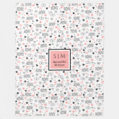 Gift for Wife Personalized Valentine Heart Blanket Fleece Deken (Voorkant)