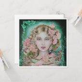 Gift from the fairy wren square greeting card kaart (Voorkant / Achterkant in situ)