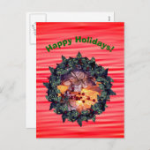 Gift Gold Bow Wreate kerstfeestdag Briefkaart (Voorkant / Achterkant)