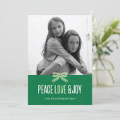 Gift Green Holiday Photo Card Feestdagenkaart (Staand voorkant)