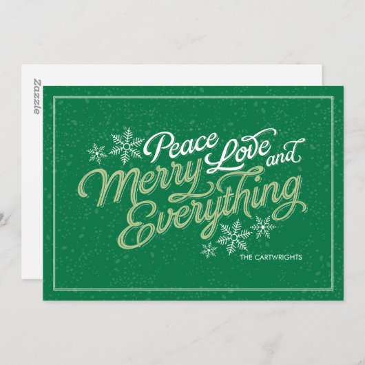 Gift Green Ribbon Script Holiday Card Feestdagenkaart (Voorkant / Achterkant)