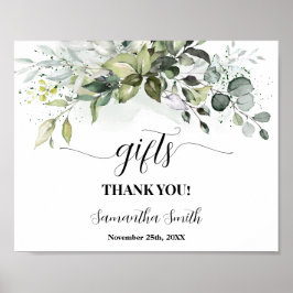 Gift Greenery Eucalyptus Baby shower Sign Poster