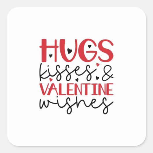 Gift Hugs Kisses Wishes Vierkante Sticker (Voorkant)