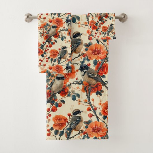 Gift Idea for Grandparents Fall Birds Bath Towel Bad Handdoek (Insitu)