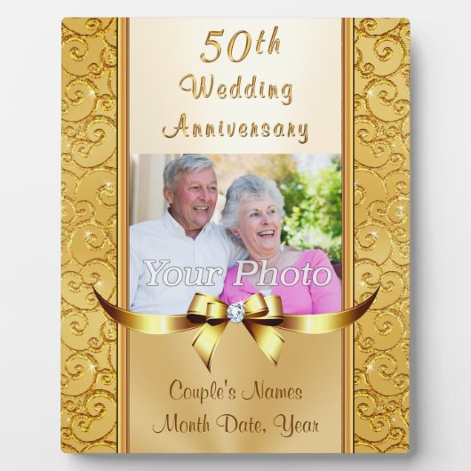 Gift Ideas for 50th Marriage Jubileum, Golden Fotoplaat (Voorkant)