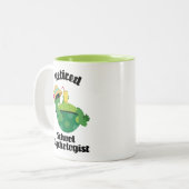 Gift in ruste schoolpsycholoog tweekleurige koffiemok (Voorkant links)