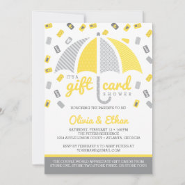 Gift Kaart Baby shower Uitnodiging, Geel en Grijs