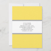Gift Kaart Baby shower Uitnodiging, Geel en Grijs (Achterkant)