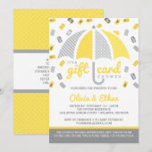 Gift Kaart Baby shower Uitnodiging, Geel en Grijs (Voorkant / Achterkant)