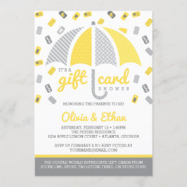 Gift Kaart Baby shower Uitnodiging, Geel en Grijs