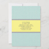 Gift Kaart Baby shower Uitnodiging, Geel, Groen (Achterkant)