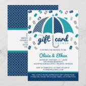 Gift Kaart Baby shower Uitnodiging, Navy, Blauwgro (Voorkant / Achterkant)