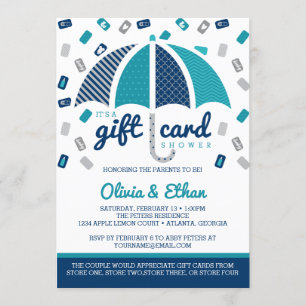 Gift Kaart Baby shower Uitnodiging, Navy, Blauwgro