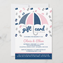 Gift Kaart Baby shower Uitnodiging, Navy, Roze
