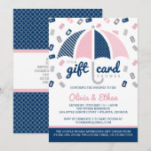 Gift Kaart Baby shower Uitnodiging, Navy, Roze (Voorkant / Achterkant)