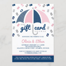 Gift Kaart Baby shower Uitnodiging, Navy, Roze
