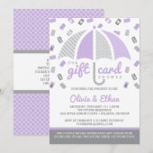 Gift Kaart Baby shower Uitnodiging, Paarse, Grijs (Voorkant / Achterkant)