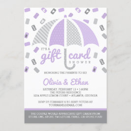 Gift Kaart Baby shower Uitnodiging, Paarse, Grijs