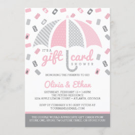 Gift Kaart Baby shower Uitnodiging, Roze, Grijs