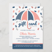 Gift Kaart Bridal Shower Invitation, Navy, Coral (Voorkant)