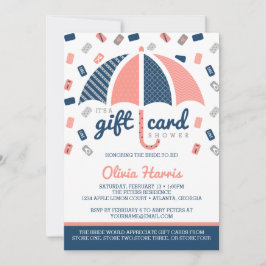 Gift Kaart Bridal Shower Invitation, Navy, Coral
